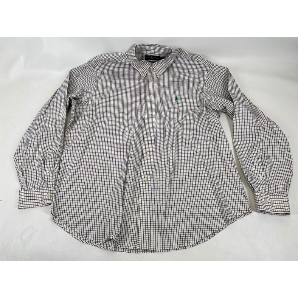 Ralph Lauren Mens Classic Fit Tattersall Check Button Down Shirt 2XL White Green